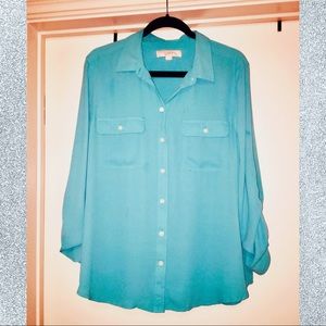 Teal Collared Loft Long Sleeve Button Down